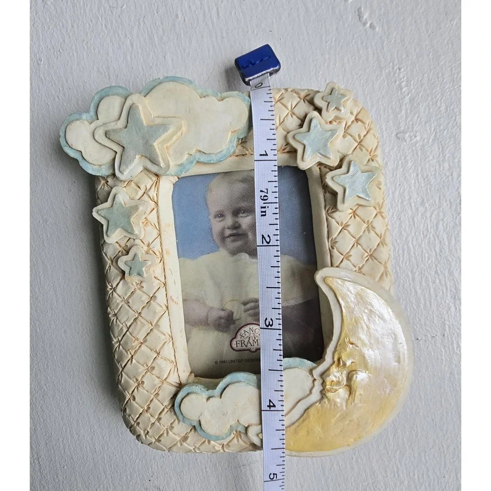 Vintage 1991 Celestial Baby Picture Frame 3D 2x2.5 Inch Sweet Dreams Whimsical